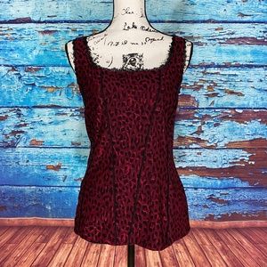 White House Black Market red animal print top